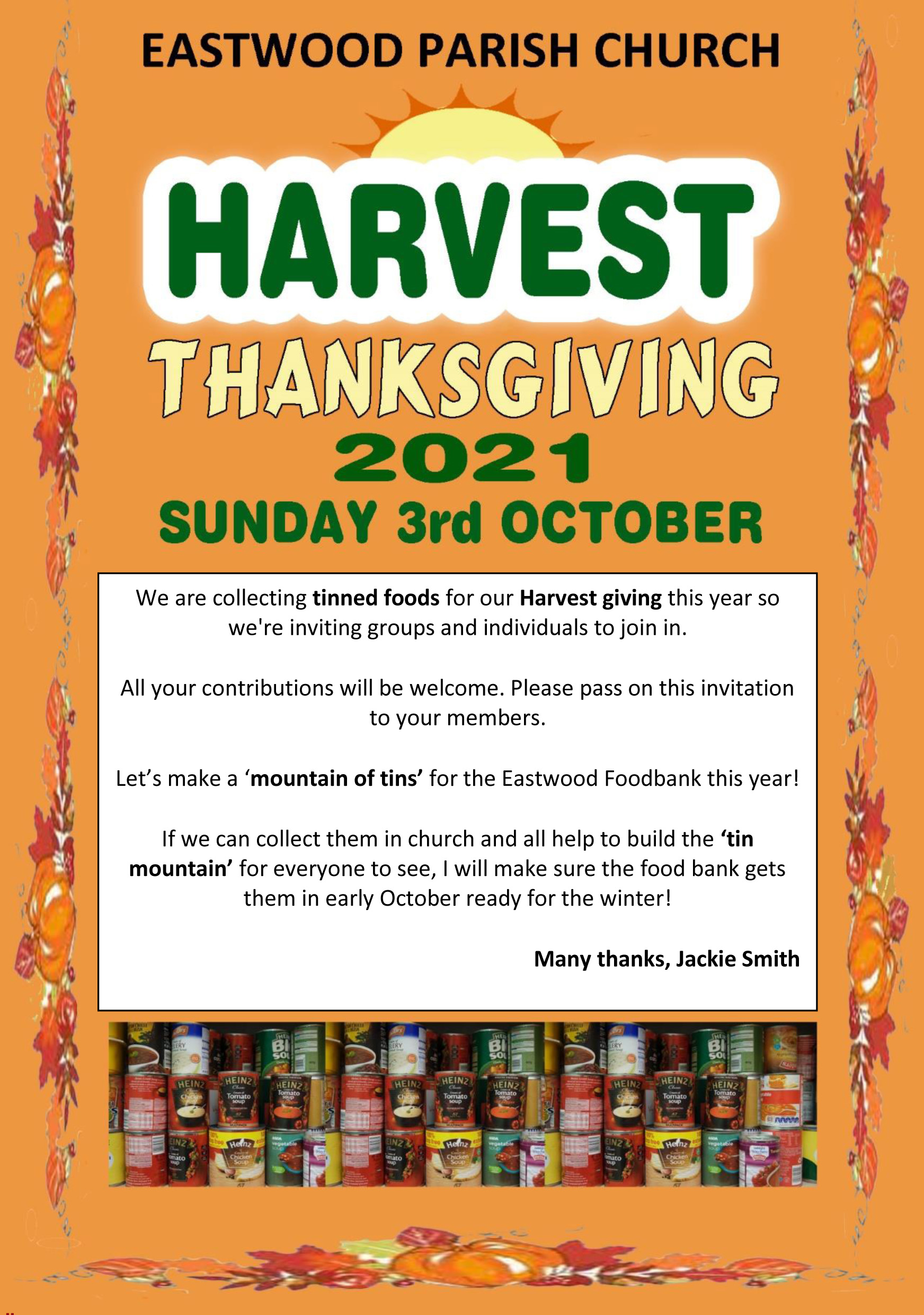 Harvest Thankgiving - Mountain of tins